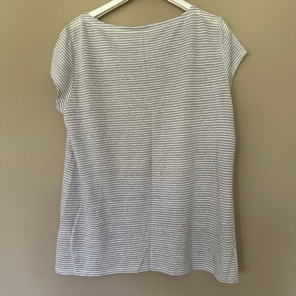 SOLD Eileen Fisher M 100% Organic Linen Tunic Top Neutral Quiet Luxury Staple Ba - Picture 4 of 6